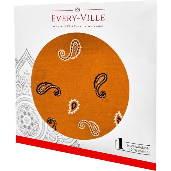 Women's Orange Cotton Bandana Large Cowgirl Imported Handkerchief Headband Scarf - Picture 7 of 7